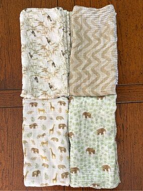 Aden + Anais Essentials Cotton Muslin Swaddle Blanket-4 pack-Tanzania Animals